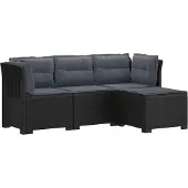 vidaXL - 4-Zitter - Tuin - Sofa - met - Kussens - Rattan - Look - PP - Antraciet
