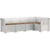 vidaXL 5-Zits Tuinbank met Kussens Rattanlook 5-zits PP Wit