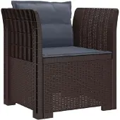 vidaXL Eén-zits Fauteuil met Kussens Rieten Look PP Bruin