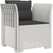 vidaXL Eén-zits Fauteuil met Kussens Rieten Look PP Wit