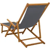 vidaXL Opklapbare ligbed, 3 standen, massief eucalyptus hout, grijs
