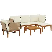 vidaXL 6 st Massief acaciahout & touw Naturel