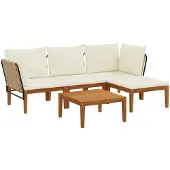vidaXL 5 st Massief acaciahout & touw Naturel