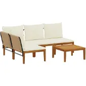 vidaXL 5 st Massief acaciahout & touw Naturel