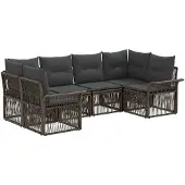 vidaXL Tuinset met 6 zitplaatsen, grijs, polyrotan