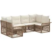vidaXL Tuinbank Set 6 st 6-Aantal zitplaatsen Beige poly rattan