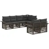 vidaXL Tuinbank Set 7 st 7-Aantal zitplaatsen Grijs poly rattan