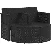 vidaXL Tuinbed met parasol poly rattan zwart