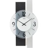 AMS W9555 wandklok met houten behuizing en afwerking van leisteen en aluminium