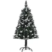 HOMCOM Kunstkerstboom 830-359, met sneeuw, sparrenmodel, 222 takken, vlamvertragend PVC, donkergroen, 60 x 120 cm