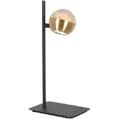Steinhauer Belluno 4589ME – Zwart messing tafellamp met amber glas en dimmer