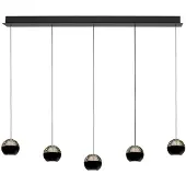 Steinhauer 5-licht eettafel hanglamp Belluno led - zwart met glas