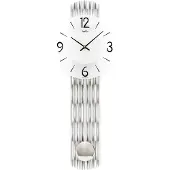 AMS Quartz Wandklok met slinger W7506 zilverkleurig