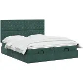 vidaXL Ottomanbed met matras en LED-verlichting, donkergroen, 180 x 200 cm, fluweel