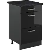 Vicco Keukenonderkast R-Line Zwart hoogglans/Antraciet 50 cm antraciet werkblad, Model 69875