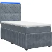 Syfax LED Boxspring Bed met Matras Donkergrijs 90 x 190 cm Fluweel