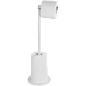 Wenko Toiletrolhouder 2-in-1 mat wit staal - Reserverolhouder - Toiletpapier houder vrijstaand - WC Rolhouder staand