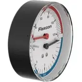 Flamco Manothermometer axiaal met afsluiter, 20-120 Gr. C, 0-4 bar, 27248