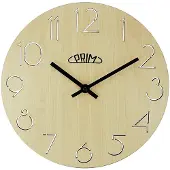 Prim Wandklok Natural B, lichtbruin hout, diameter 280 mm, quartz uurwerk