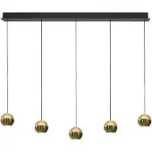 Steinhauer 5-licht eettafel hanglamp Belluno led - messing goud met glas