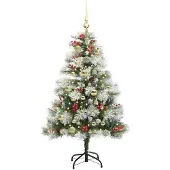 vidaXL Kunstkerstboom Groen en wit 120 cm PVC en Metaal en Plastic