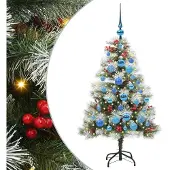 vidaXL Kunstkerstboom Groen en wit 120 cm PVC en Metaal en Plastic