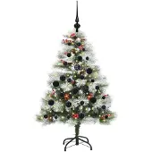 vidaXL Kunstkerstboom Groen en wit 120 cm PVC en Metaal en Plastic