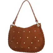 Charm London Suède Schoudertas met Studs Anna Cognac