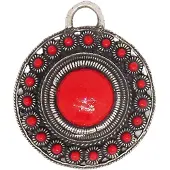 Zeeuws Meisje - Zeeuwse Knoop hanger met rood emaille, rood bol midden