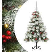 vidaXL Kunstkerstboom Groen en wit 120 cm PVC en Metaal en Plastic