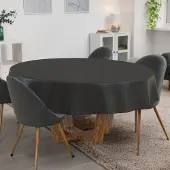 ANRO Tafelkleed Effen linnenlook Antraciet Rond Ø100cm Met sierband Afwasbaar Waterafstotend