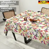 ANRO Tafelkleed Bloemenranken Beige 200x140cm Met sierband Afwasbaar Waterafstotend Binnen & Buiten