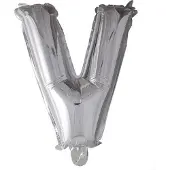 Funny fashion Folie Ballon Letter V Zilver 41cm met Rietje