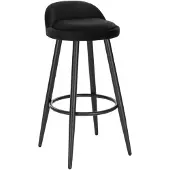 BellaFurn Barkruk met voetsteun en fluwelen zitting | Zwart | 37,5x34x78,5 cm