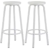 BellaFurn Set van 2 barkrukken met ronde zitting | Wit | 30x30x71cm