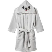 Livarno Kinderbadjas / Grijs / Fleece / Zeehond / Maat 122 /128 / Met Capuchon