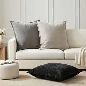 vidaXL Kussensloop 6 st HOUTEN Donkergrijs 70 x 70 cm Chenille Stof