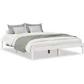 vidaXL Bedframe extra lang zonder matras grenenhout wit 140x220 cm