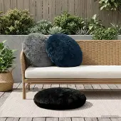 vidaXL Kussensloop 2 st HEERLEN Zwart Ø 60 cm Nep Konijnenbont