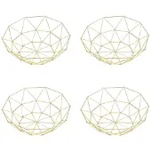 Jojomino 4X Metalen Draad Fruitmand Fruitschaal, Grote Ronde Broodopslagschaalstandaard