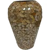 Mansion Atmosphere Vaas Bloemreliëf Goud 9x18x26cm Beige beige Schelpen Vaas