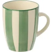 J-Line mok Gestreept - keramiek - groen/wit - 6 stuks