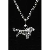 MOOYE ® - Collectie Zilveren Sussex spaniel met staart ketting hanger - klein