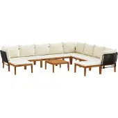 vidaXL 11 st Massief acaciahout & touw Naturel
