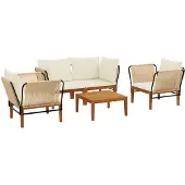 vidaXL 5 st Massief acaciahout & touw Naturel