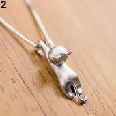 MaxPower (Wit) Dames verzilverd mooie springende kat hanger ketting sieraden cadeau