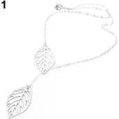 MaxPower (Silber) Damen-Halskette mit einfachem 2-Blätter-Halsband und Statement-Anhänger, Schmuck