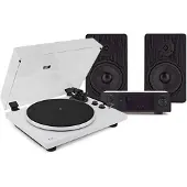 AVCOM Bluetooth Turntable with HiFi Amplifier and 6" Bookshelf Speakers White & Black