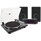 AVCOM Bluetooth Turntable with HiFi Amplifier and 5" Bookshelf Speakers Black