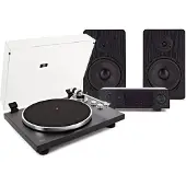 AVCOM Bluetooth Turntable with HiFi Amplifier and 6" Bookshelf Speakers Black